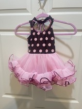Revolution Dancewear SC Small Child Pink Brown Polka Dot Tutu Dress Costume