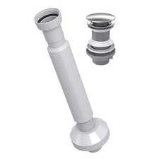 Extendable Flexible Waste Pipe Pop Up Centre-Pin Basin Waste Ceramic CHROME (Wit