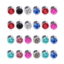 12 Pairs Colors Crystal Magnetic Earrings Set Clip on Non Piercing Fake Stud Ear