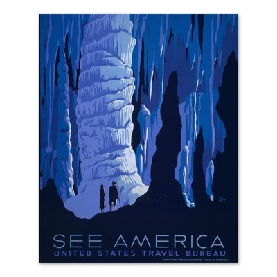 1936 See America Cave Travel Poster WPA Federal Art Project Tourism