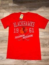 Chicago Blackhawks 1961 Cup Champions NHL Hockey Majestic Shirt Men  s Medium NEW