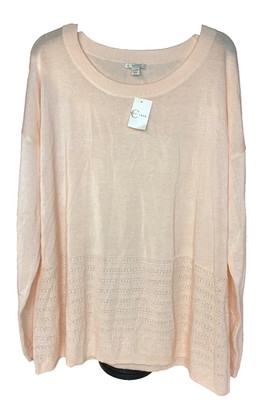 CEst 1946 Womens Plus Size 22/24W Peach Knit Pullover Sweater Crew Neck Casual
