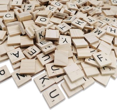 1000 PCS Scrabble Wood Tiles Pieces 10 Full Sets 100 Letters Wooden Replacement