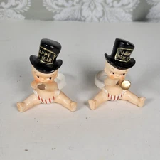 Vintage Holt Howard Happy New Year Baby Candle Huggers - Set of 2 Japan 1958
