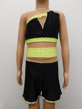Dance Costume Patrick J Jazz Rhinestone 2pc Lime Green XL Child Jazz Acro Spand