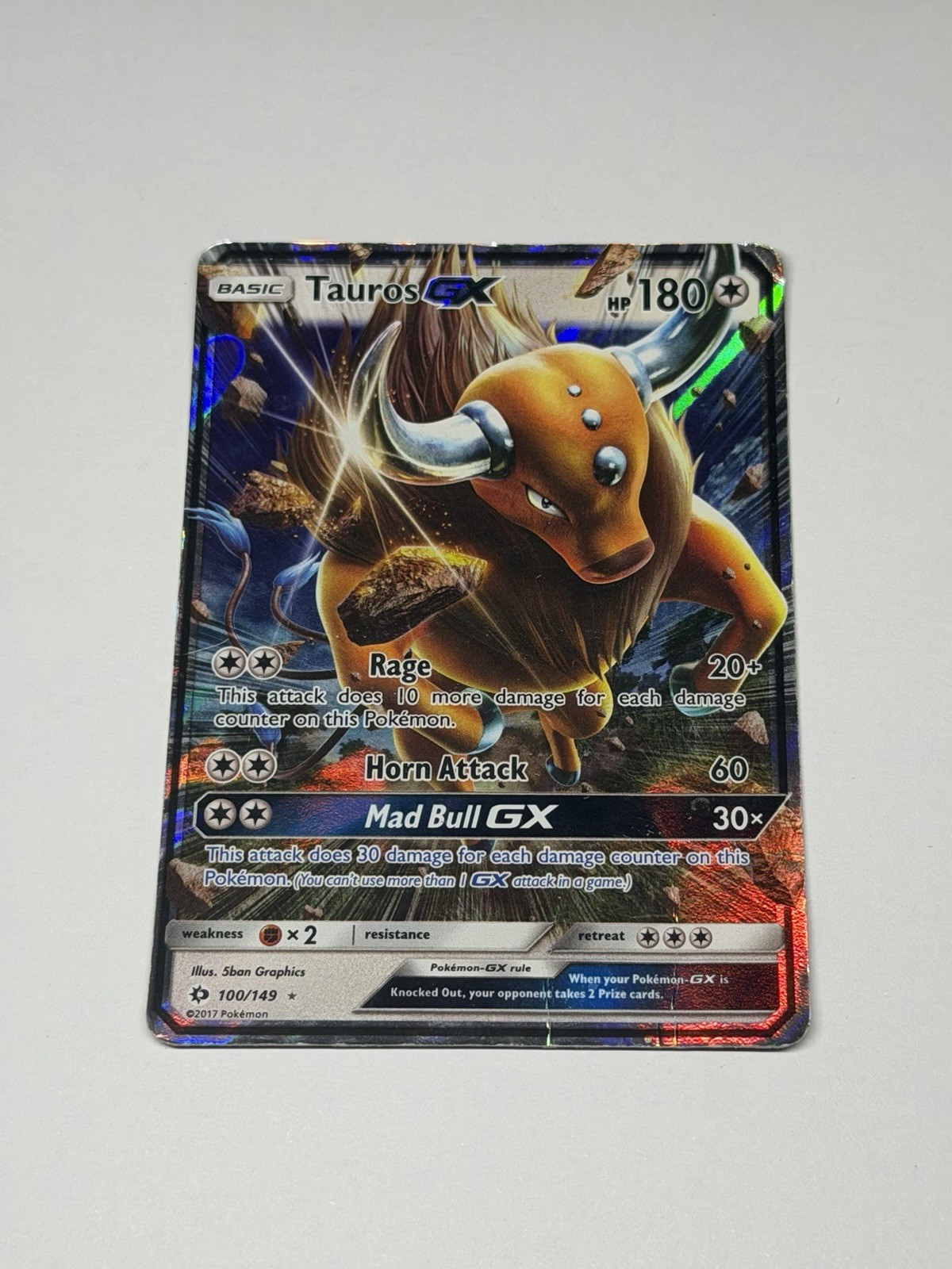 Tauros GX 100/149 Holo Ultra Rare SM Base Set Pokemon Card TCG HP/DMG