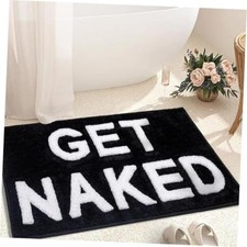 Get Naked Bath Mat Black Cute Bathroom Rugs 16" x 24" Non Slip