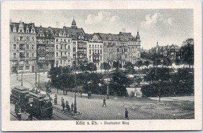 Köln Vintage AK Köln Deutscher Ring Rhein Westfalen Deutschland Straßenbahn 2.WK