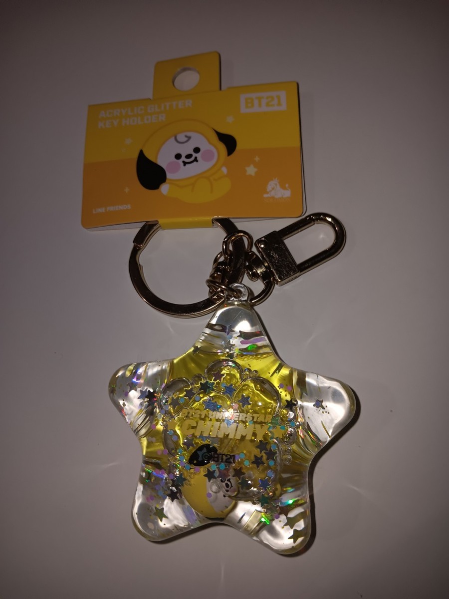 NWT Official BT21 CHIMMY Line Friends Acrylic Glitter Key Holder
