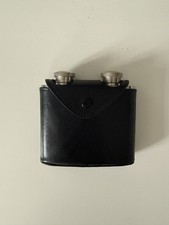 Vintage Double Hip Flask in Leather Pouch