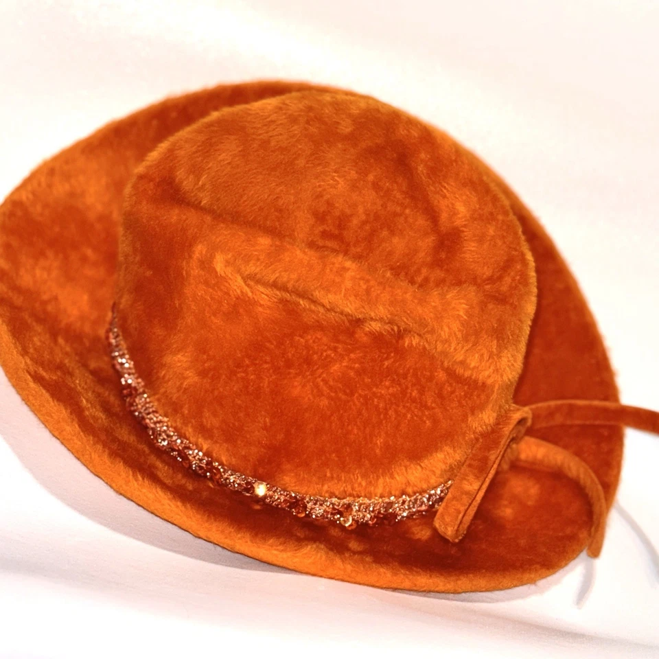 Parke Layne Furry Hat Orange Fedora Style Australia Halloween Costume Fashion - Image 4 of 4