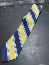 Brooks Brothers Silk Tie Blue And Yellow W/ Diaganol Stripe.