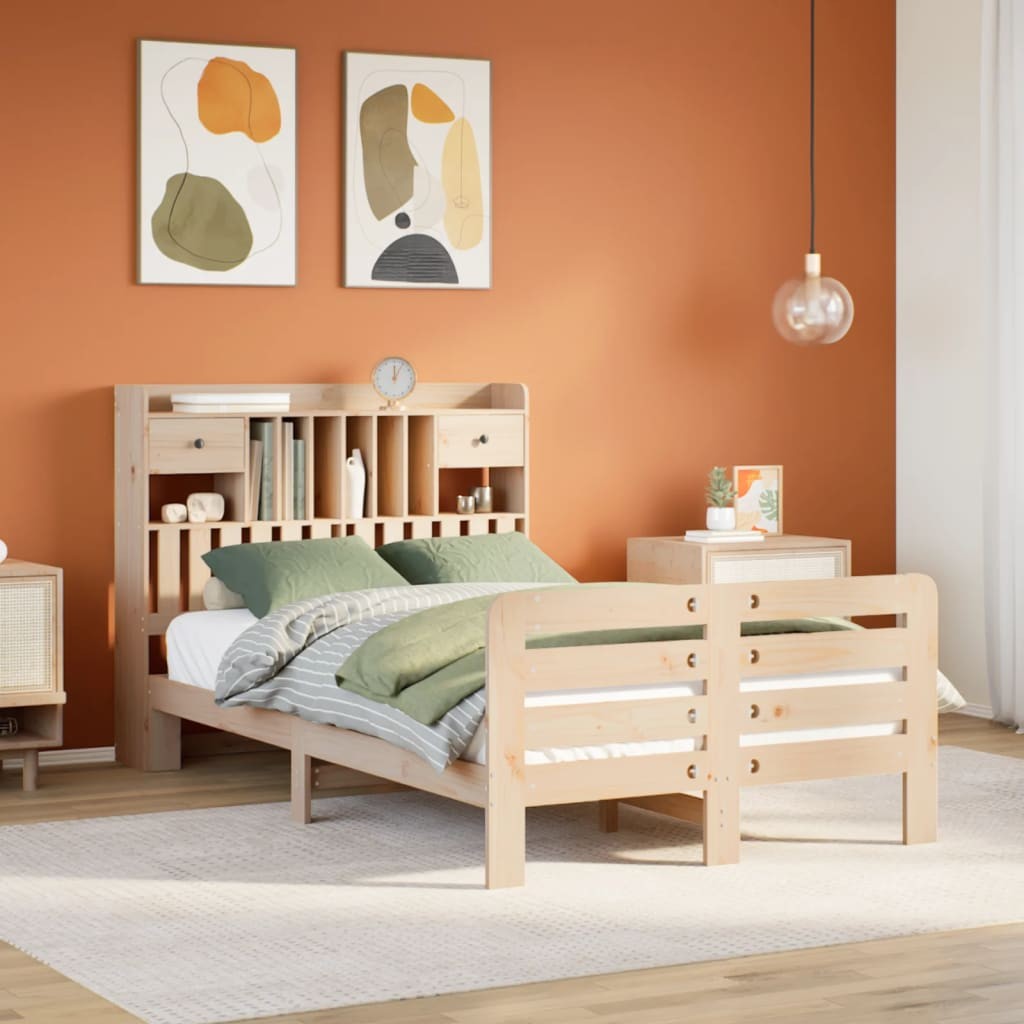 Letto Libreria senza Materasso 135x190 cm in Legno di Pino 2805534