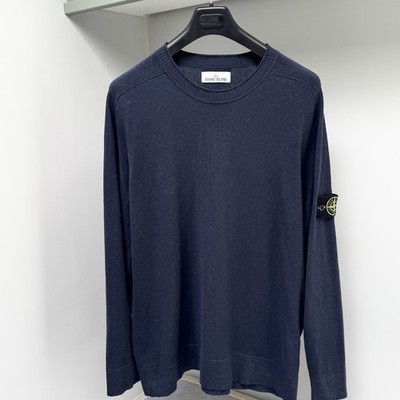 Stone Island Sweatshirt Pullover Herren XXL dunkelblau Strick Baumwolle ptp24''