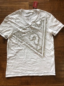 guess v neck t shirt mens