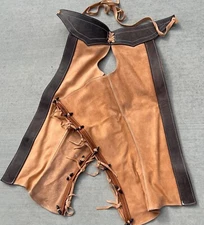 Saddle Horse Western Leather Chaps, Chaparreras Charras De Cuero Size 34