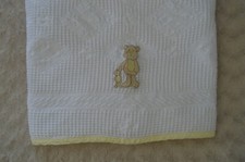 George Teddy Bear Baby Blanket White Tan Yellow Trim walmart security lovey