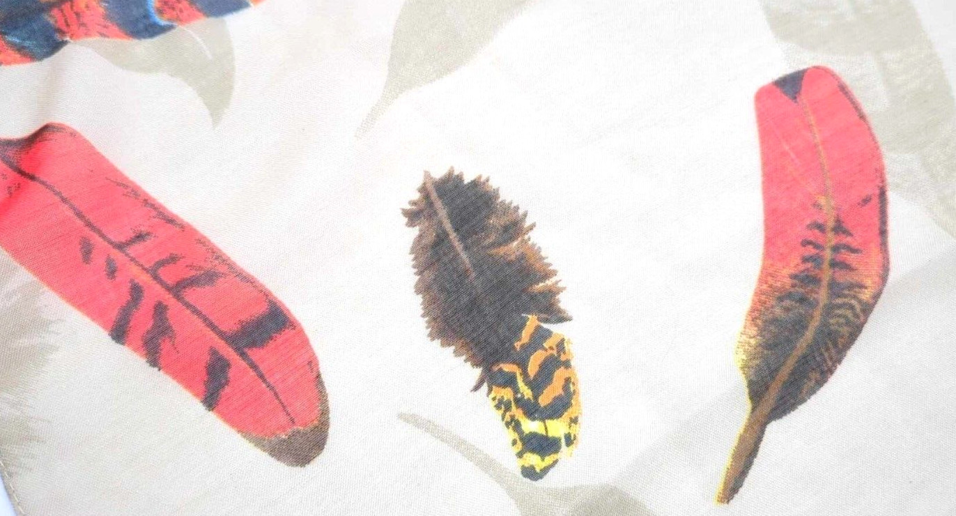 2 Chic Long Fall Colored Feather Pattern Beige Sc… - image 4