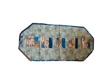 Handmade artisan patchwork reversible tablerunner 33X15 tones blue brown
