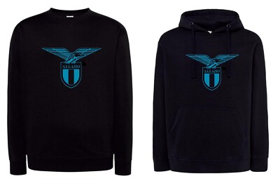 Adler Sweatshirt Himmelsgold Vintage schwarz mit Kapuze oder Rundhals Latium Fan