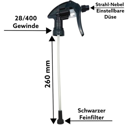 DFT Canyon Trigger Sprayer Heavy Duty black CHS-3AN 260mm für 28/400 Gewinde