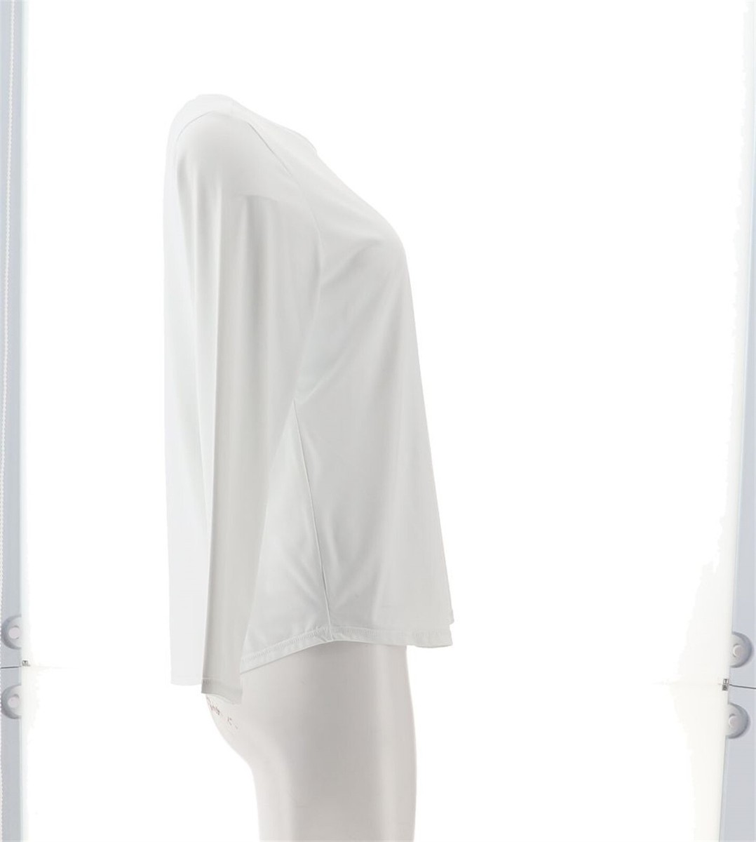 zuda UPF50 Curved Hem Long Slv Pullover Bright White L NWOT