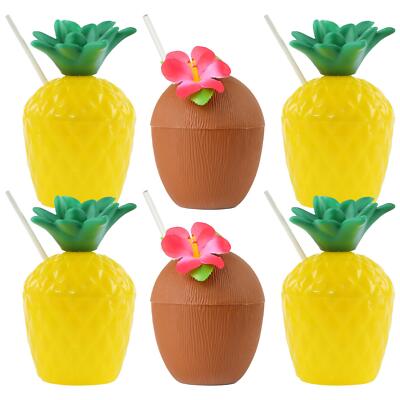 SOMMERBECHER KOKOS ANANAS HAWAII PARTY TROPISCH COCKTAIL LUAU MEHRWEGBECHER