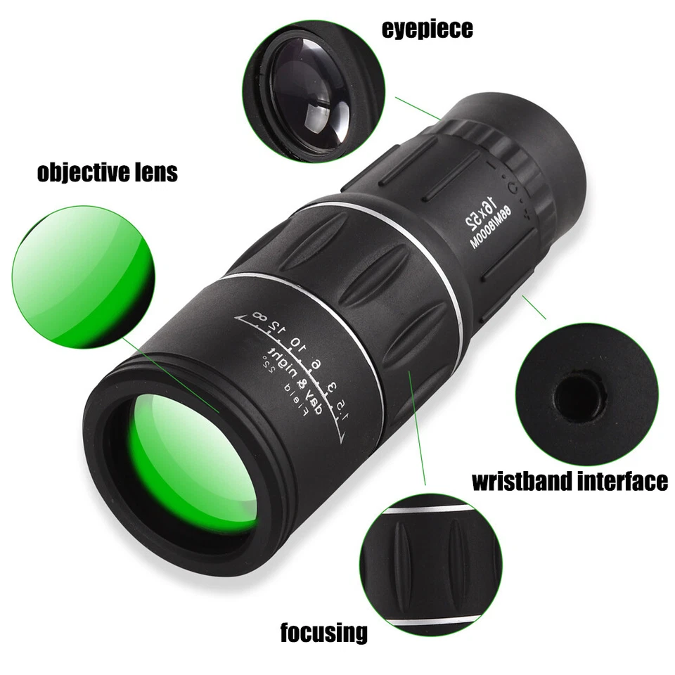 HD Scope 16x52 Dual Focus Monocular Telescope Hunting Spotting Binoculars New - Image 3 of 4