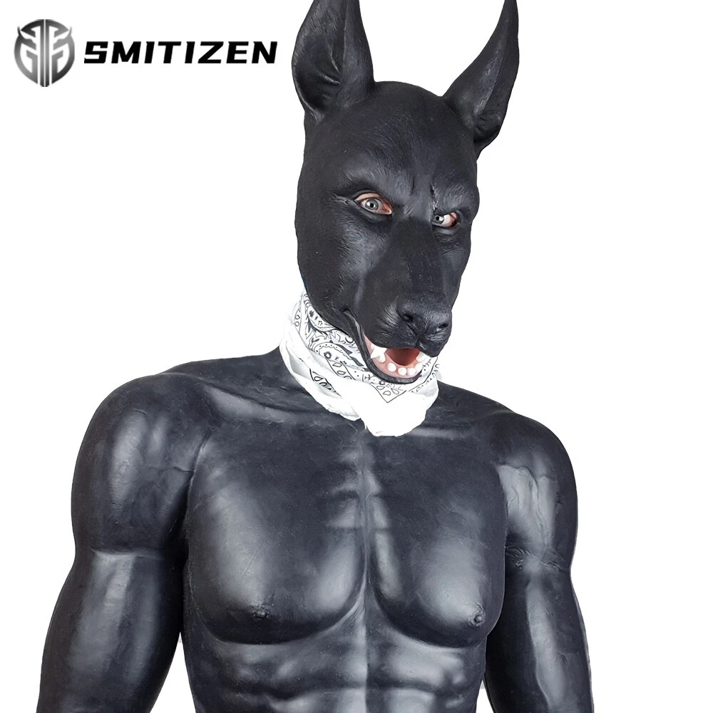 Smitizen Silicone Realistic Black Dog Mask For Cosplay