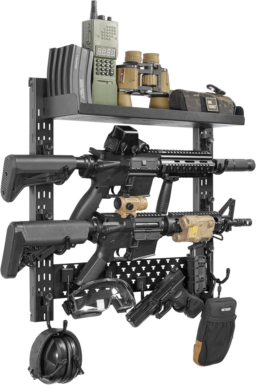 Indoor Gun Rack Wall Mount Gun Rack Wall with Shelf Horizontal Accessories Tray