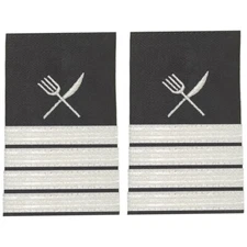 BuyStripes Chef Uniform Shoulder Board Epaulets Silver Knife & Fork & Four Bars
