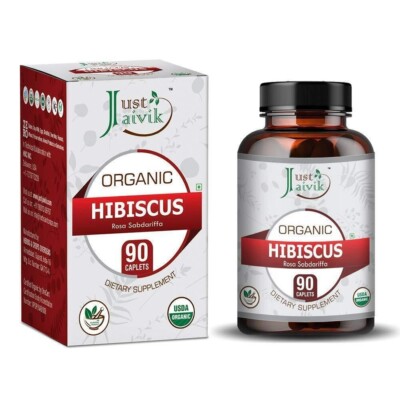 Just Jaivik Organic Hibiscus Tablets - 750mg 90 Tablets Free Shipping World Wide