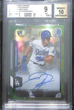 2015 Bowman Chrome Green Refractor Autograph #BCARJPE Joc Pederson No 85 of 99