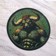 Minotaur Patch Iron-On Applique For Clothes, Mythical Beast Badge, Fantasy