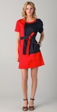 Marc Jacobs Bauhaus Cotton Mini Dress Color Block Red Short Sleeve Belted XS