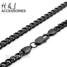 18-40"MEN Stainless Steel 6mm Black Plated Cuban Curb Link Chain Necklace AN134