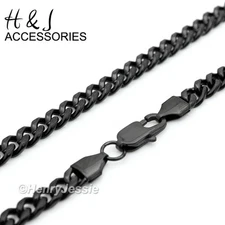 18-40"MEN Stainless Steel 6mm Black Plated Cuban Curb Link Chain Necklace*AN134