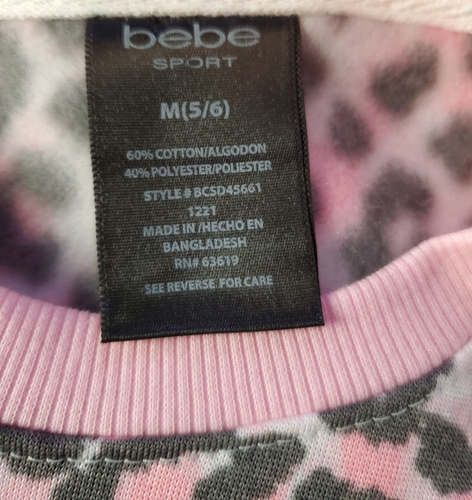 Bebe Sport Girls Pink/Black/White Animal Print Short Set Size Med (5/6) NWT - Picture 5 of 6
