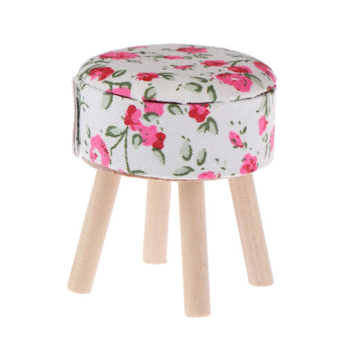 1:12 Dollhouse miniature furniture round floral stool for dolls house decorA2 - Zdjęcie 1 z 7