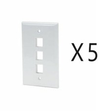 5 Pack Lot - Keystone 3 Hole Port Jack Wall Face Plate Network CAT5e CAT6 White