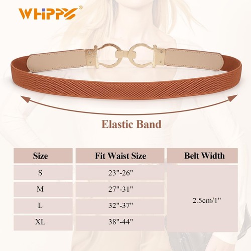 WHIPPY 2 Pack Skinny Elastic Belts for Women Thin Stretchy Waist Belt for Dre... - Picture 5 of 5