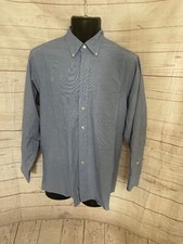 Chaps Men  s Blue Cotton Blend Long Sleeve Button Up Dress Shirt Size 15-15 1/2