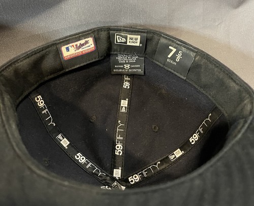 NEW YORK YANKEES NAVY BLUE FITTED 7 5/8 NEW ERA 59FIFTY MLB Baseball - Picture 8 of 10