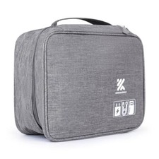 Travel Cable Organizer Bag for Adapters, Cords, and Phone, Mobile Device, Grey