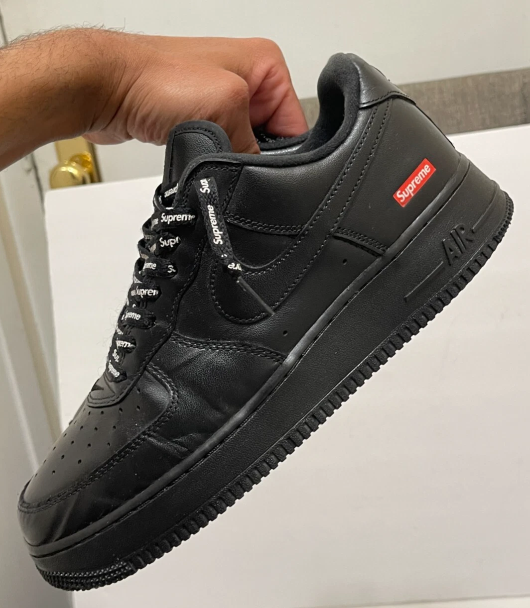OG Nike Air Force 1 Low x SUPREME TAILLE 9 triple cuir noir CU9225 001 rétro