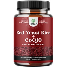 Red Yeast Rice with CoQ10 Supplement Extra Strength Non-GMO Citrinin-Free 60ct