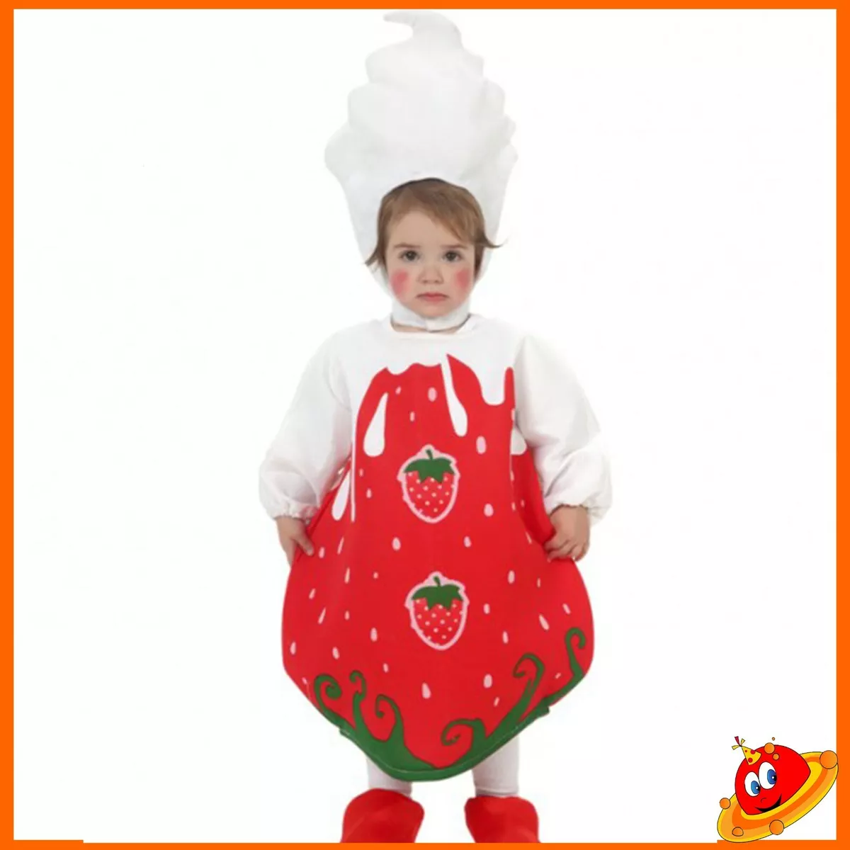 Costume Carnevale Neonato Fragolina Baby Mantellina con cappuccio Tg 12/24  mesi