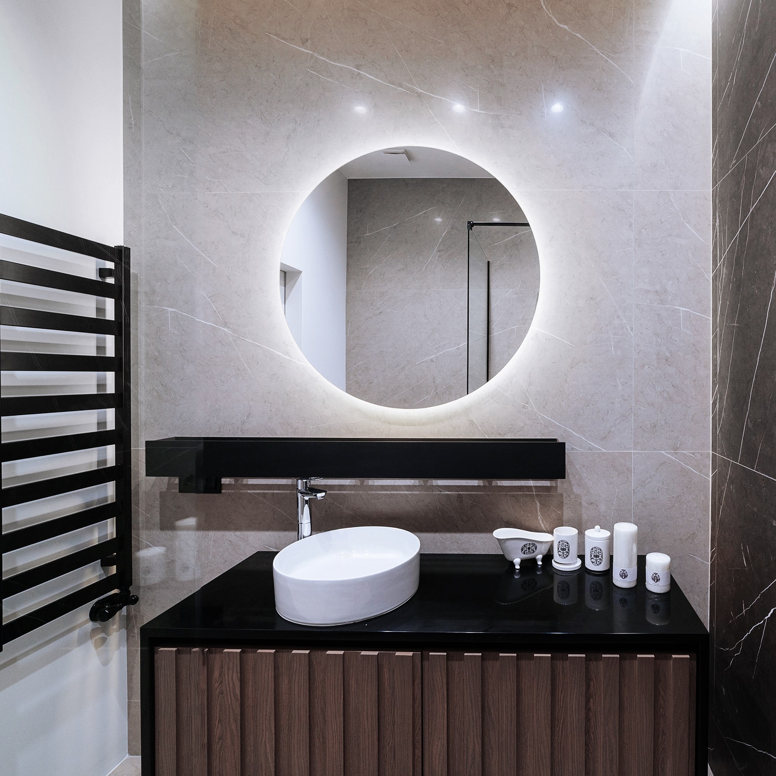 Specchio da bagno LED rotondo 100 cm foto 3