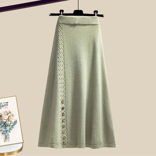 Women's Two Piece Skirt Set Sweater Jacket+Knitted Skirt Winter Dresses set - Bild 6 von 13