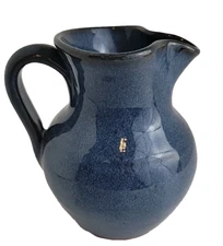Blue JUGTOWN WARE North Carolina Art Pottery Pitcher 1994 - 4.5" H